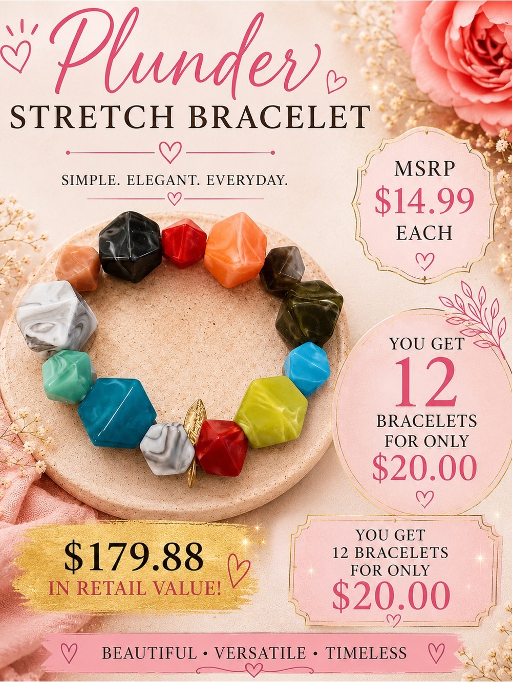 Plunder Colorful Geometric Stretch Bracelet - Multicolor